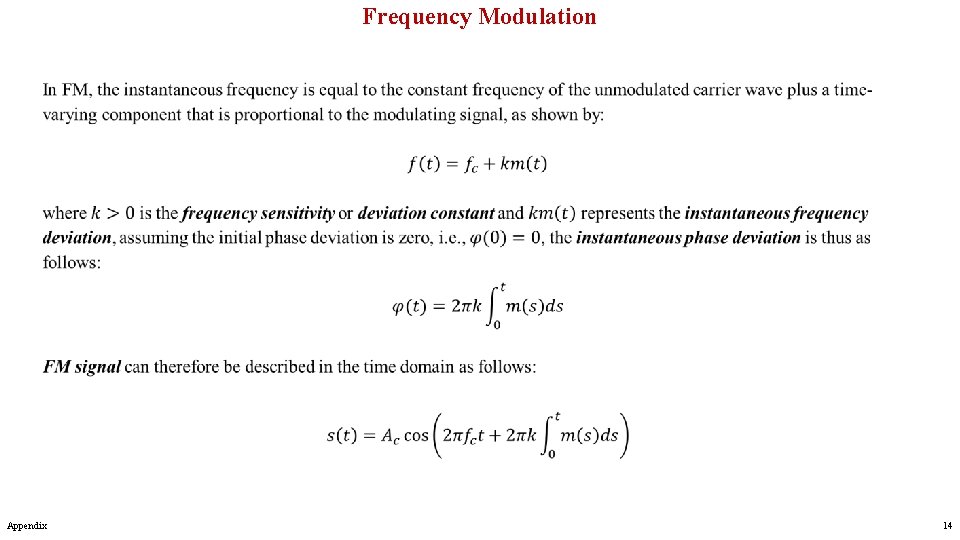 Frequency Modulation Appendix 14 