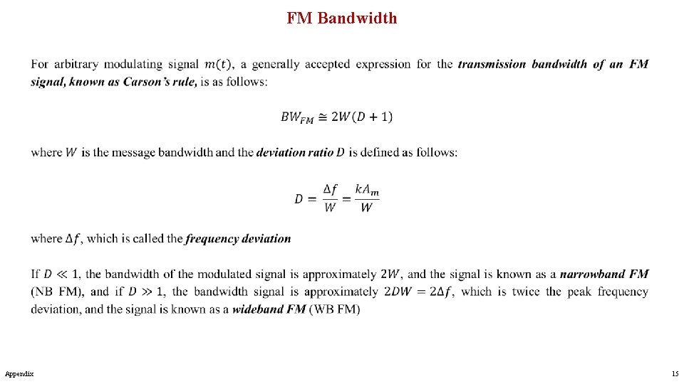 FM Bandwidth Appendix 15 