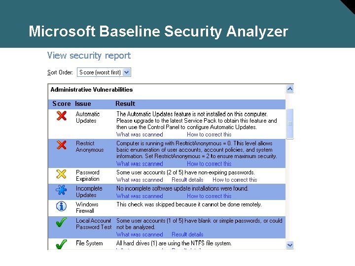 Microsoft Baseline Security Analyzer 