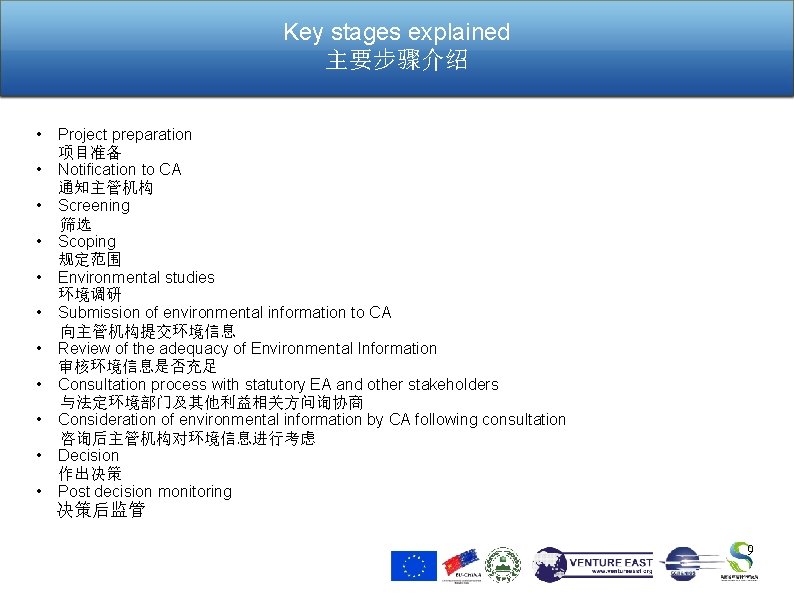 Key stages explained 主要步骤介绍 • • • Project preparation 项目准备 Notification to CA 通知主管机构