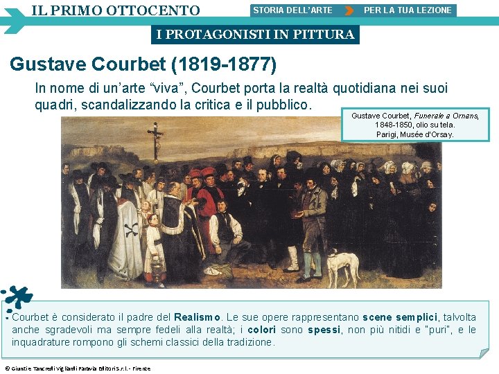 IL PRIMO OTTOCENTO STORIA DELL’ARTE PER LA TUA LEZIONE I PROTAGONISTI IN PITTURA Gustave