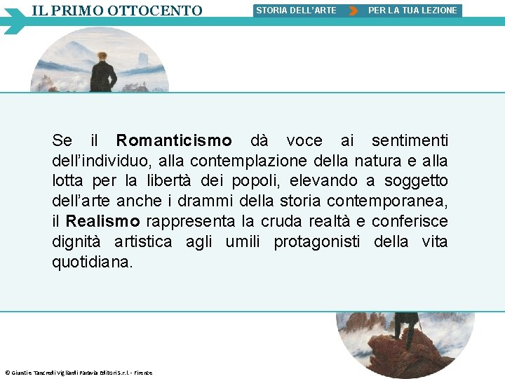 IL PRIMO OTTOCENTO STORIA DELL’ARTE PER LA TUA LEZIONE Se il Romanticismo dà voce