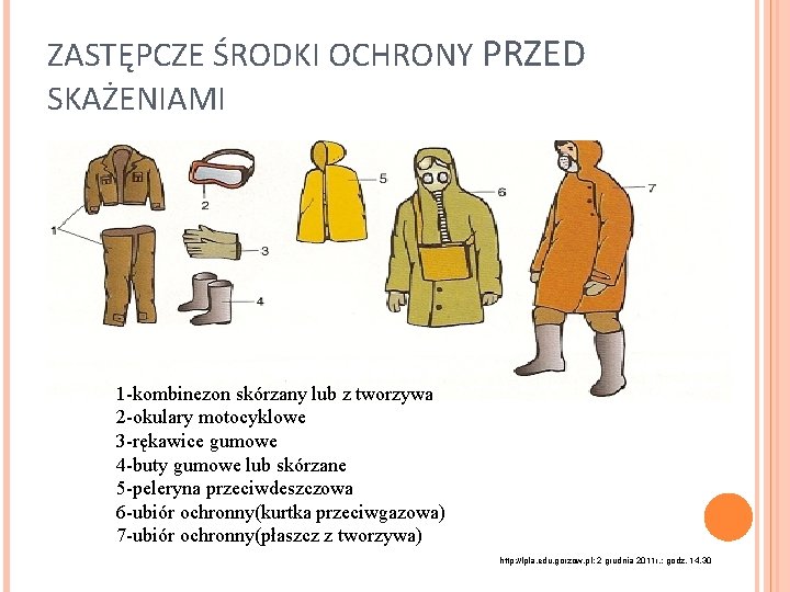 ZASTĘPCZE ŚRODKI OCHRONY PRZED SKAŻENIAMI 1 -kombinezon skórzany lub z tworzywa 2 -okulary motocyklowe