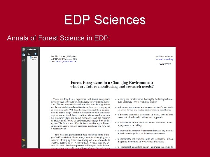 EDP Sciences Annals of Forest Science in EDP: 