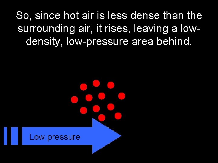 So, since hot air is less dense than the surrounding air, it rises, leaving