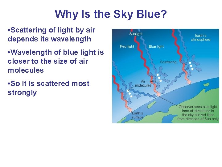 Why Is the Sky Blue? • Scattering of light by air depends its wavelength