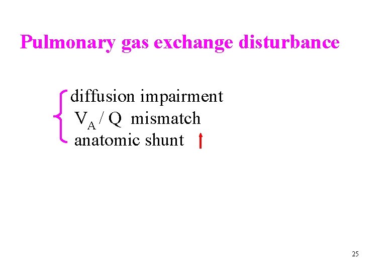 Pulmonary gas exchange disturbance diffusion impairment VA / Q mismatch anatomic shunt 25 
