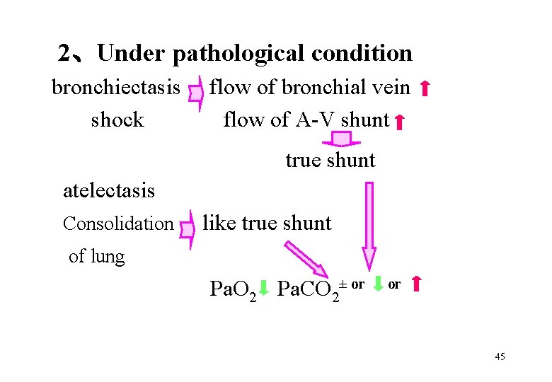 2、Under pathological condition bronchiectasis shock flow of bronchial vein flow of A-V shunt true