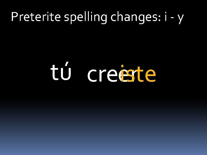 Preterite spelling changes: i - y tú creiste er 