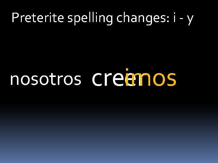 Preterite spelling changes: i - y nosotros creimos er 