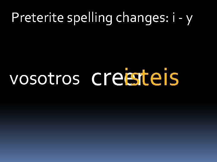 Preterite spelling changes: i - y vosotros creisteis er 