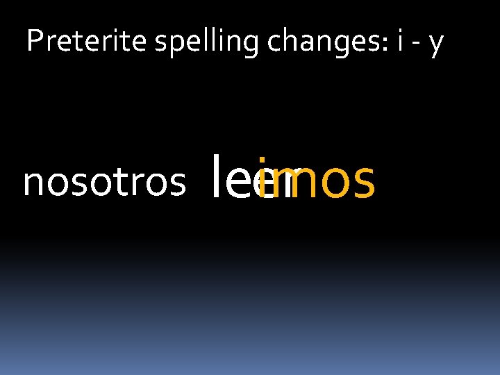 Preterite spelling changes: i - y nosotros leimos er 