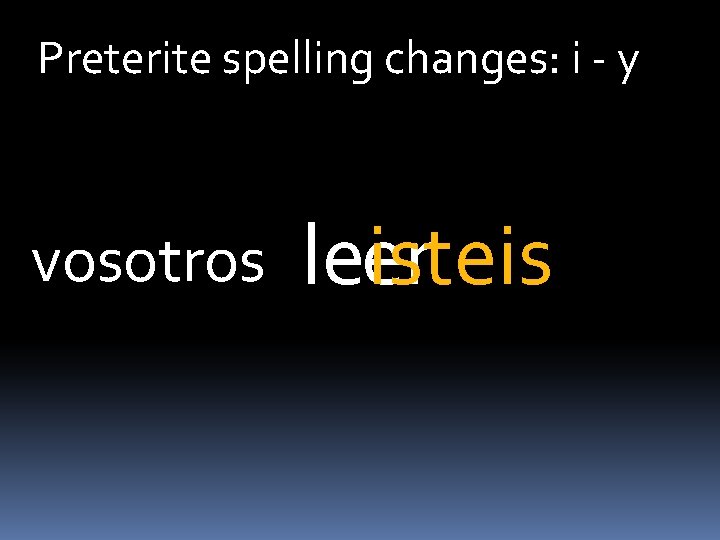 Preterite spelling changes: i - y vosotros leisteis er 