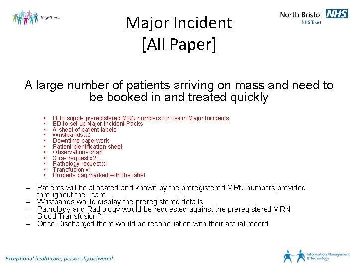 Major Incident [All Paper] A large number of patients arriving on mass and need