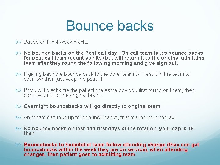 Bounce backs Based on the 4 week blocks No bounce backs on the Post