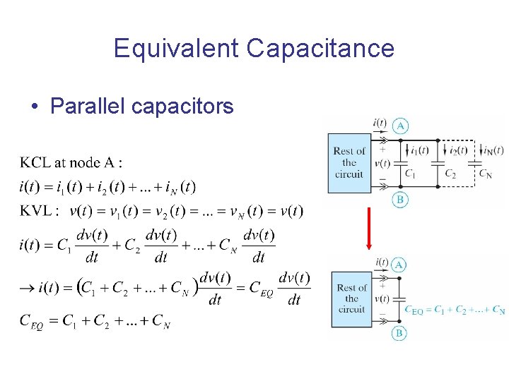 Equivalent Capacitance • Parallel capacitors 