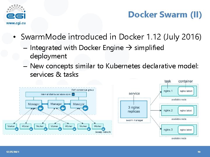 Docker Swarm (II) • Swarm. Mode introduced in Docker 1. 12 (July 2016) –