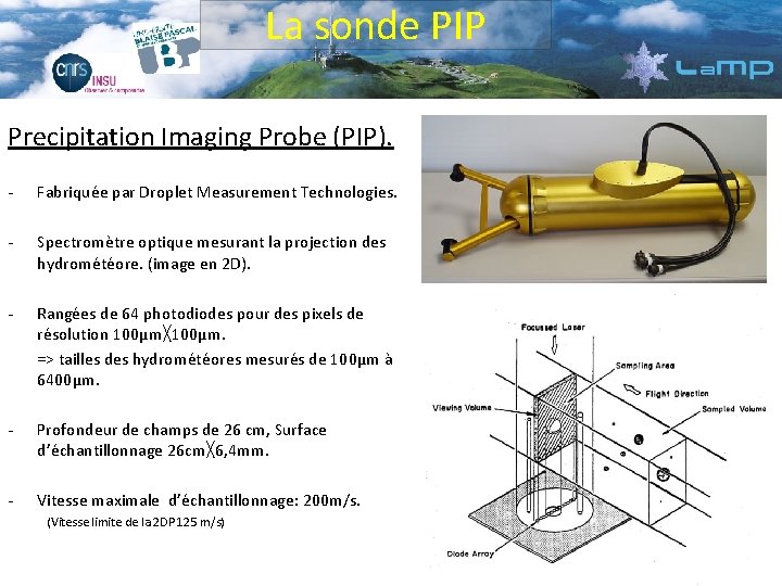 La sonde PIP Precipitation Imaging Probe (PIP). - Fabriquée par Droplet Measurement Technologies. -