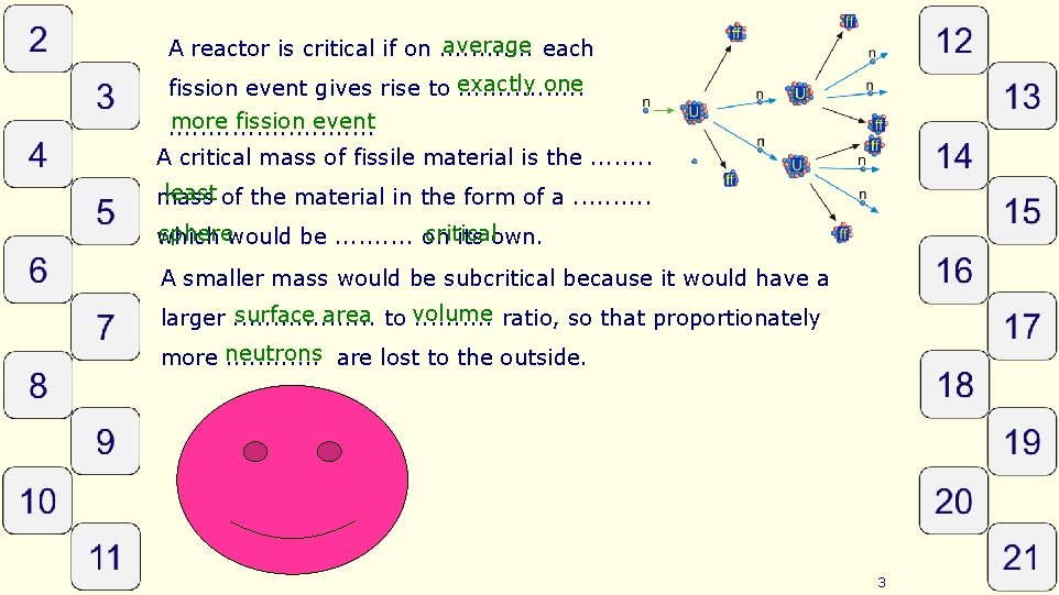 average each A reactor is critical if on. . . one fission event gives