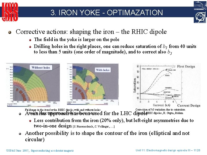 3. IRON YOKE - OPTIMAZATION Corrective actions: shaping the iron – the RHIC dipole