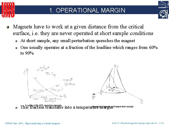 1. OPERATIONAL MARGIN Magnets have to work at a given distance from the critical