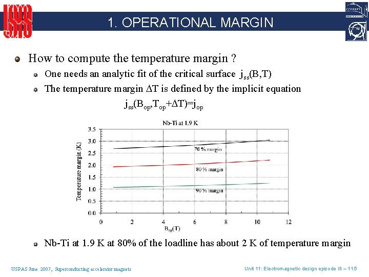 1. OPERATIONAL MARGIN How to compute the temperature margin ? One needs an analytic