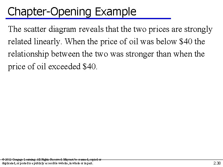 Chapter-Opening Example The scatter diagram reveals that the two prices are strongly related linearly.