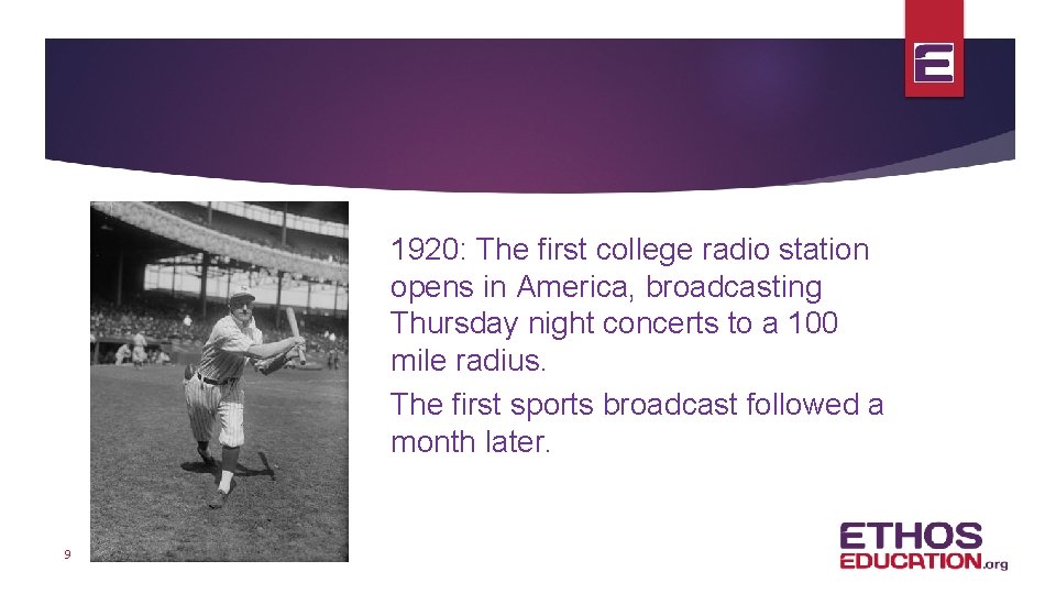 1920: The first college radio station opens in America, broadcasting Thursday night concerts to