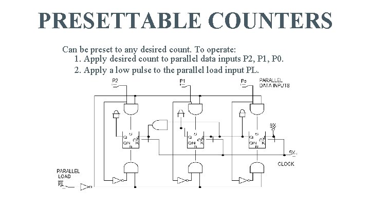 PRESETTABLE COUNTERS Can be preset to any desired count. To operate: 1. Apply desired