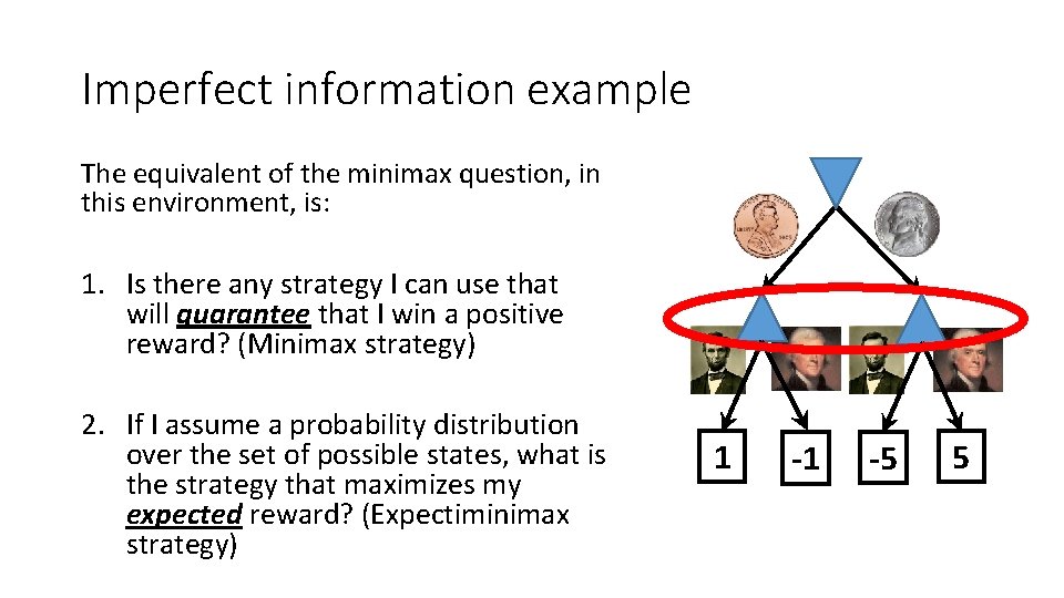 Imperfect information example The equivalent of the minimax question, in this environment, is: 1.