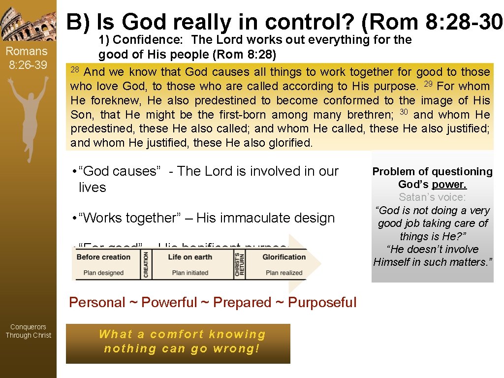 B) Is God really in control? (Rom 8: 28 -30) Romans 8: 26 -39