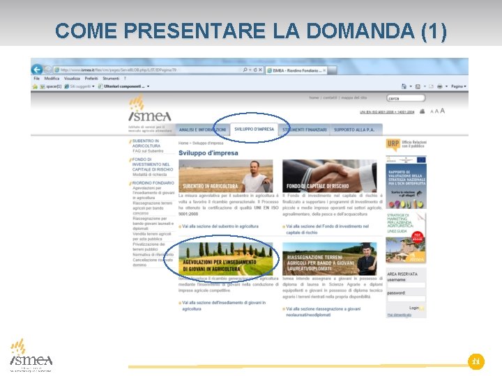 COME PRESENTARE LA DOMANDA (1) 11 N 