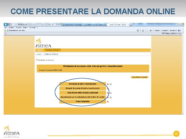 COME PRESENTARE LA DOMANDA ONLINE 13 N 