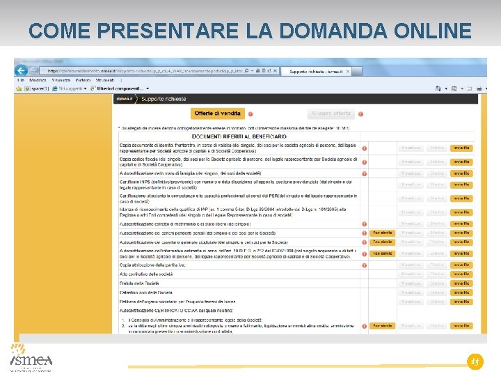 COME PRESENTARE LA DOMANDA ONLINE 15 N 