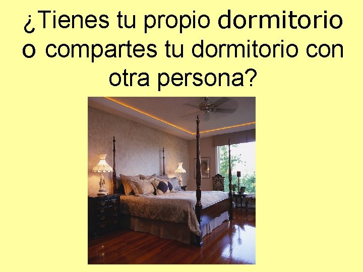 ¿Tienes tu propio dormitorio o compartes tu dormitorio con otra persona? 