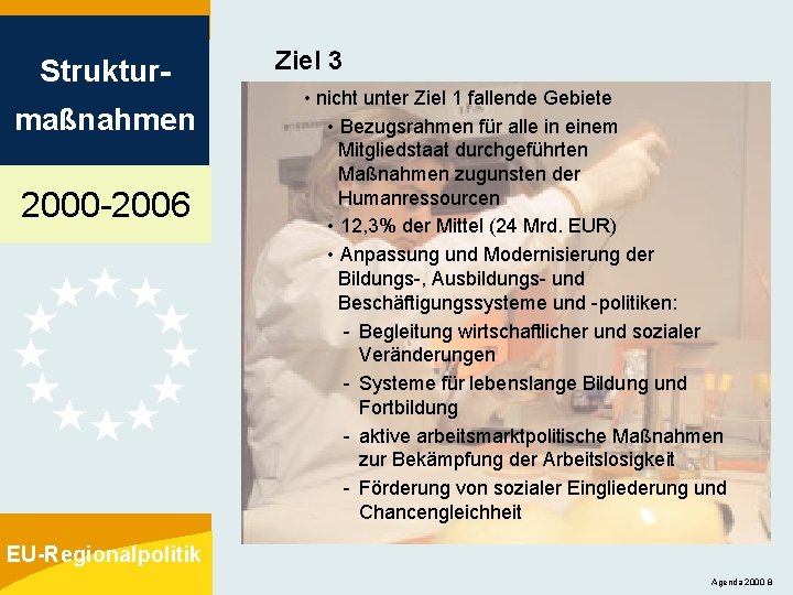 Strukturmaßnahmen 2000 -2006 Ziel 3 • nicht unter Ziel 1 fallende Gebiete • Bezugsrahmen