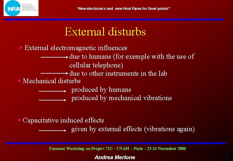 “New electronics and new Heat Pipes for fixed points” External disturbs § External electromagnetic