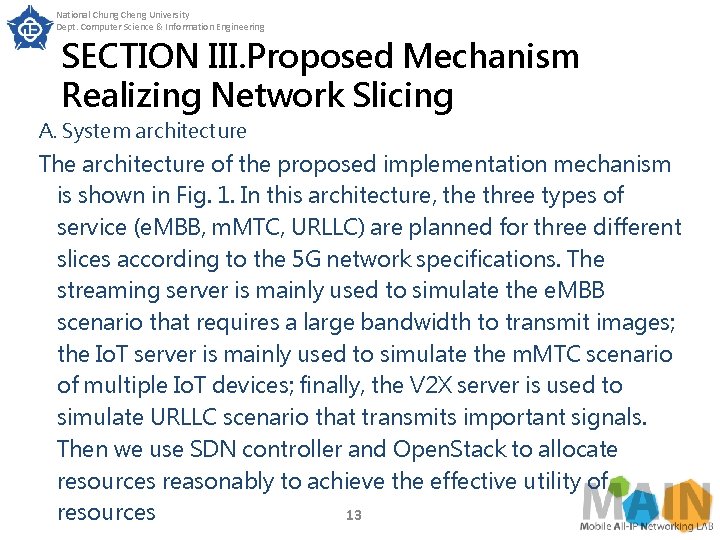 National Chung Cheng University Dept. Computer Science & Information Engineering SECTION III. Proposed Mechanism