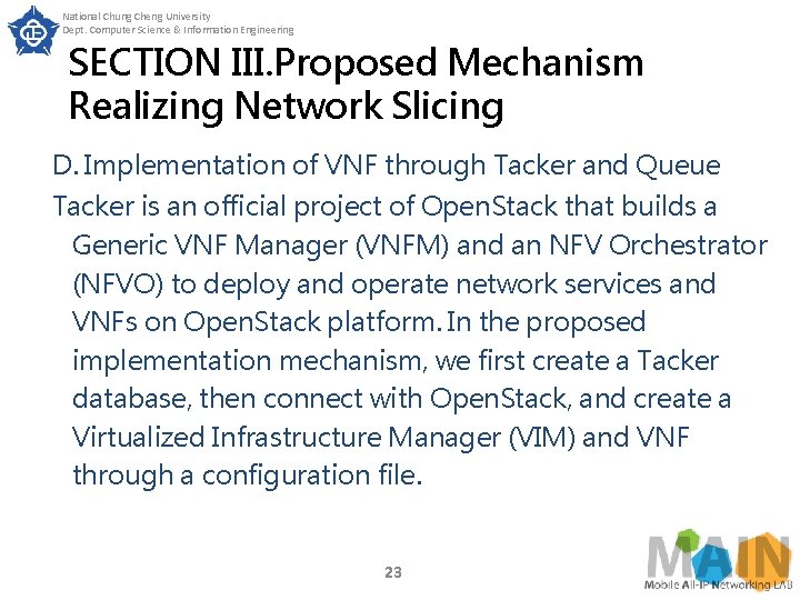 National Chung Cheng University Dept. Computer Science & Information Engineering SECTION III. Proposed Mechanism