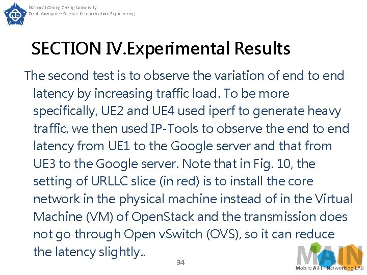 National Chung Cheng University Dept. Computer Science & Information Engineering SECTION IV. Experimental Results