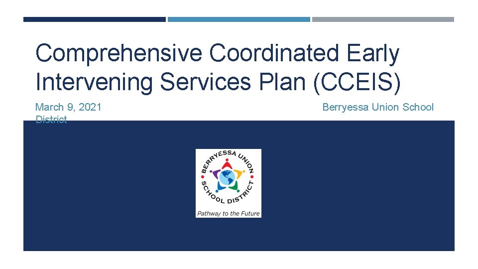 Comprehensive Coordinated Early Intervening Services Plan (CCEIS) March 9, 2021 District Berryessa Union School