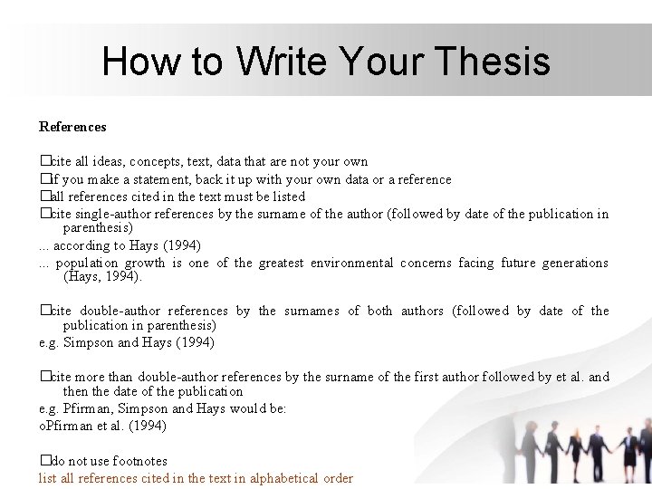 How to Write Your Thesis References �cite all ideas, concepts, text, data that are How to Write Your Thesis References �cite all ideas, concepts, text, data that are