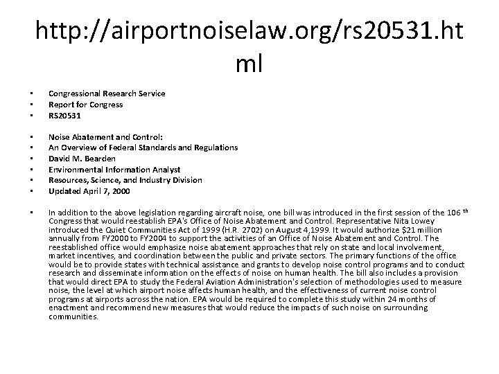 http: //airportnoiselaw. org/rs 20531. ht ml • • • Congressional Research Service Report for