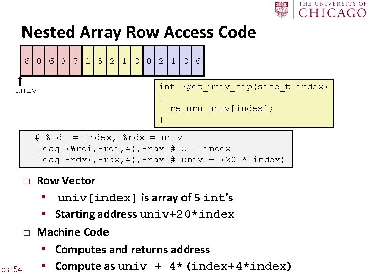 Carnegie Mellon Nested Array Row Access Code 6 0 6 3 7 1 5