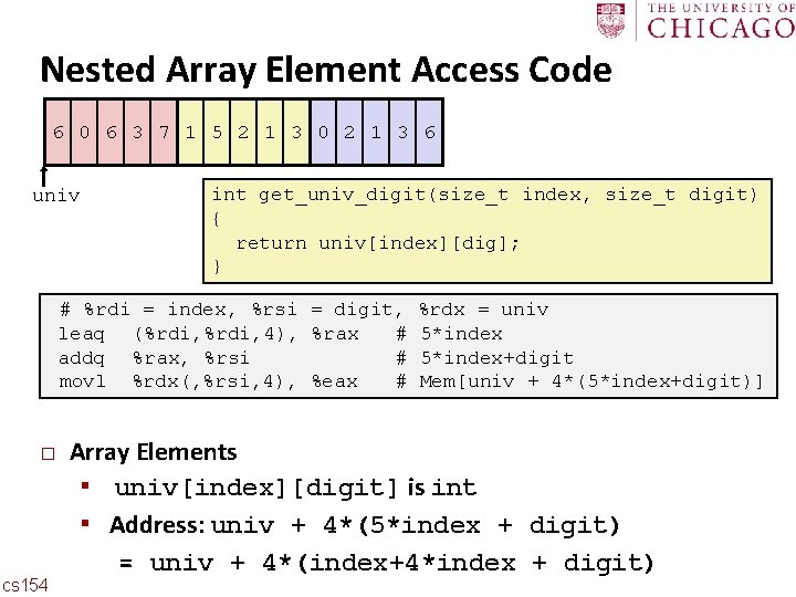 Carnegie Mellon Nested Array Element Access Code 6 0 6 3 7 1 5