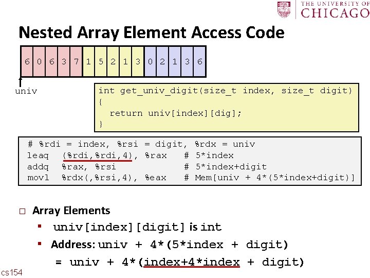 Carnegie Mellon Nested Array Element Access Code 6 0 6 3 7 1 5