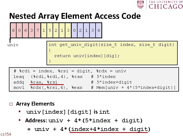 Carnegie Mellon Nested Array Element Access Code 6 0 6 3 7 1 5