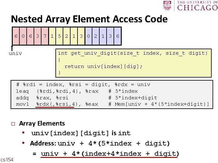 Carnegie Mellon Nested Array Element Access Code 6 0 6 3 7 1 5