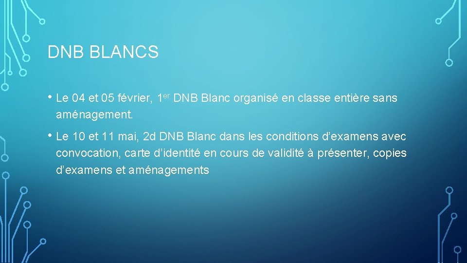 DNB BLANCS • Le 04 et 05 février, 1 er DNB Blanc organisé en