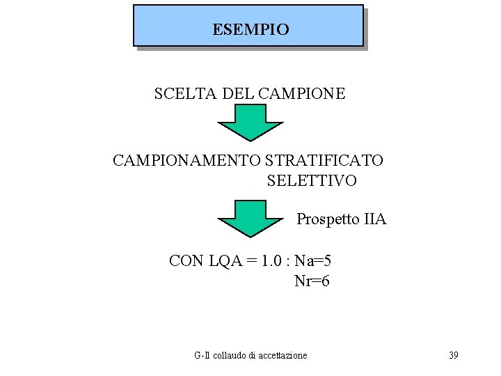 ESEMPIO SCELTA DEL CAMPIONE CAMPIONAMENTO STRATIFICATO SELETTIVO Prospetto IIA CON LQA = 1. 0